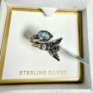 Annika Witt Sterling Silver Hummingbird Ring with Blue Gem size 7